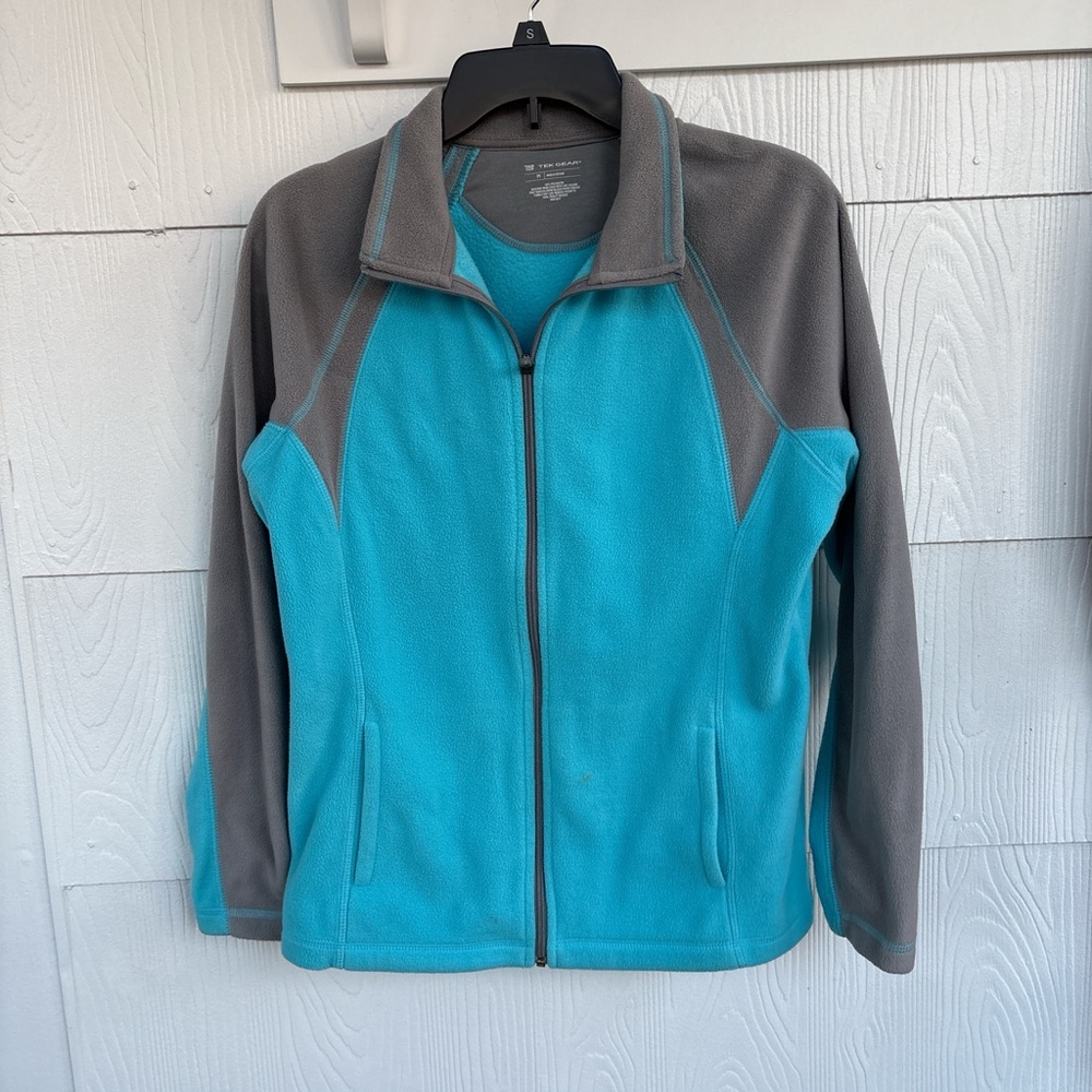 tek gear Turquoise and Gray Full-Zip Fleece Jacket